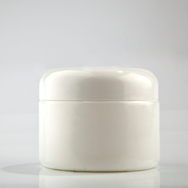 250ml White jar with white dome lid