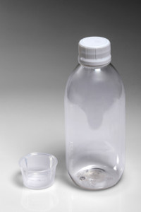 200ml GB PET clear plastic bottle with 24mm tamper evident cap and cup